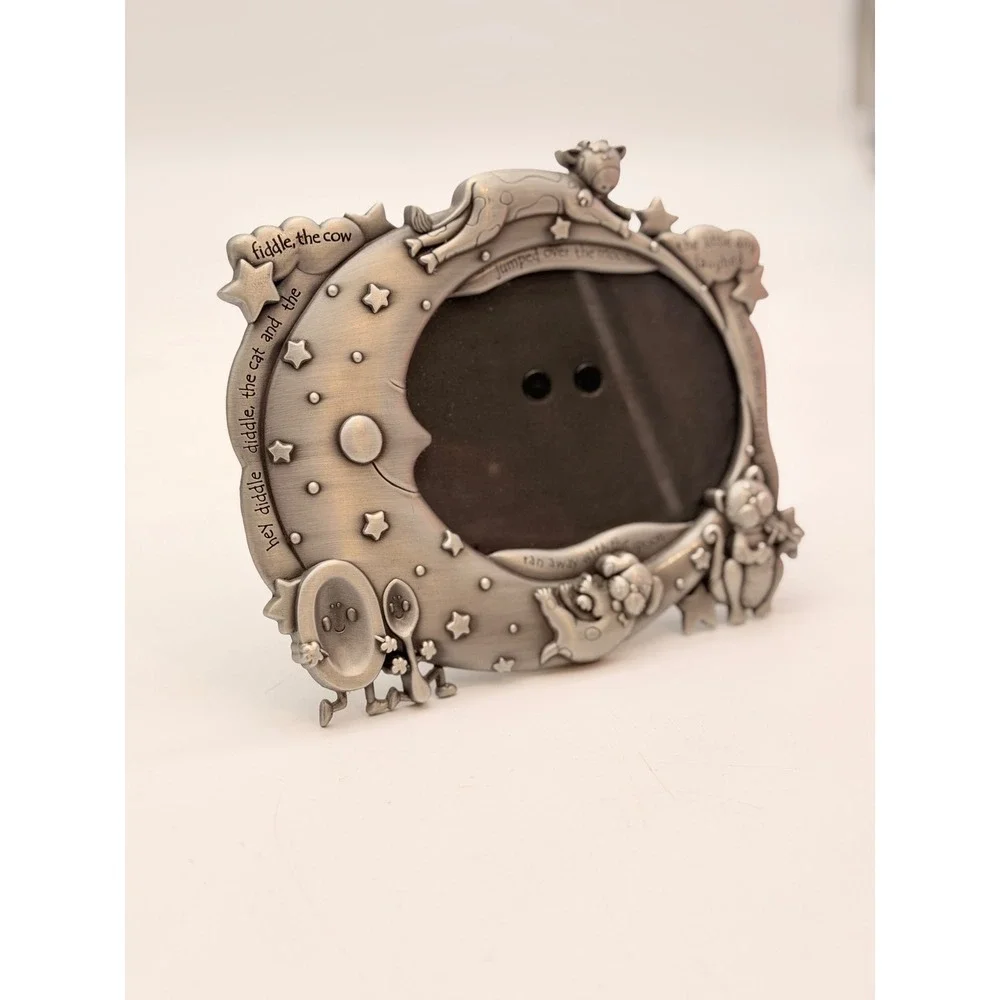 Malden Hey Diddle Diddle Pewter Tone Nursery Rhyme Baby Photo Frame Cow Moon